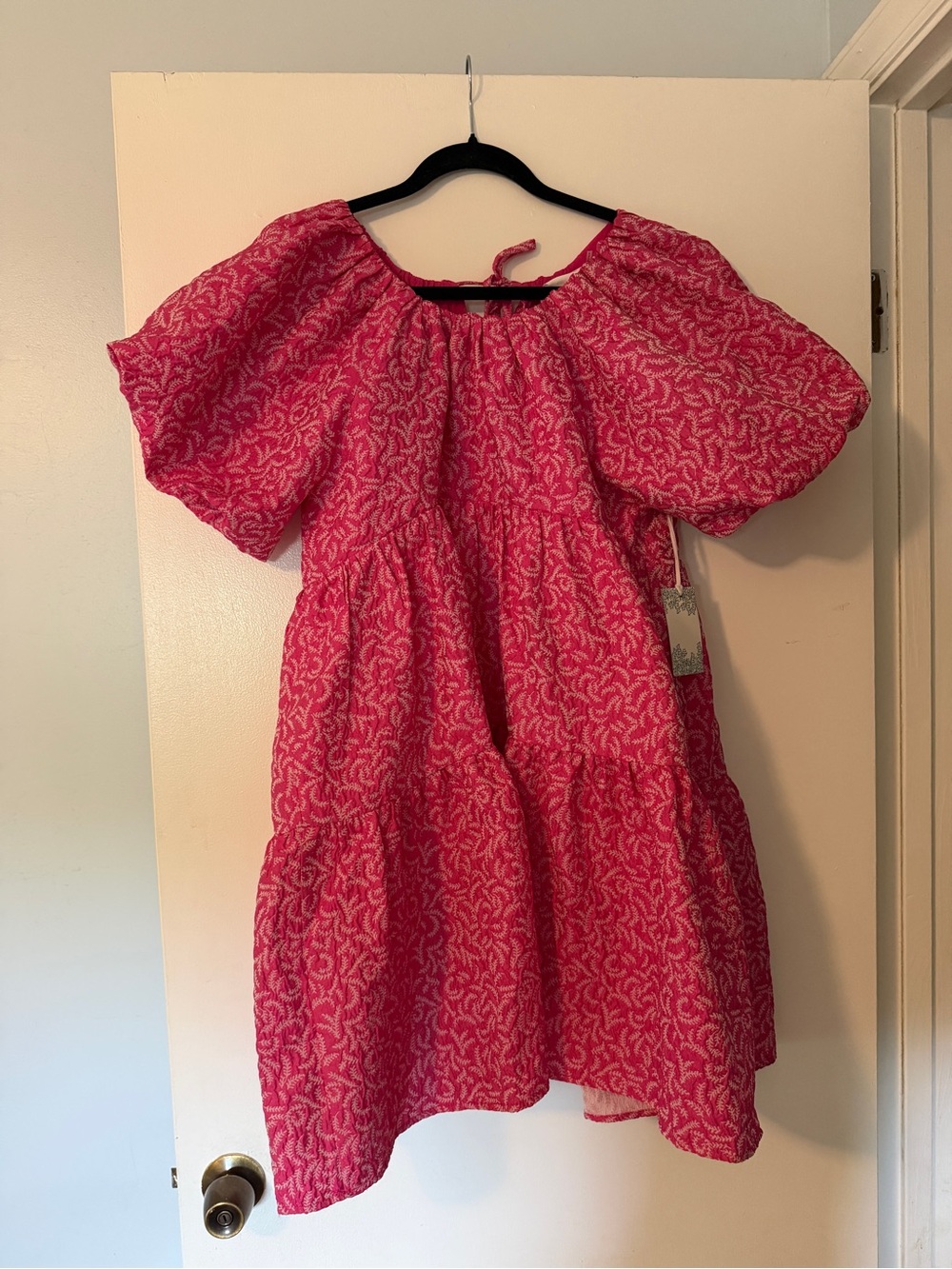 Pink Printed Tiered Mini Dress